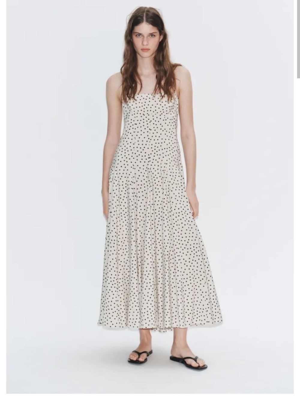 Zara Cream Polka Dot Backless Halter Maxi Dress